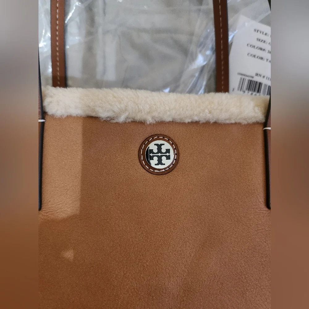Tory Burch Blake Shearling Large Tote With Leather Pouch